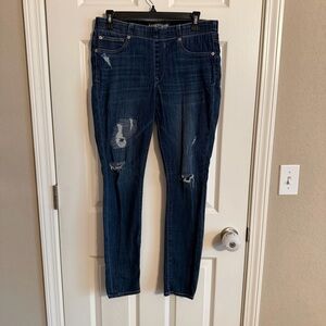 Express Dark Blue Distressed Skinny Jeans